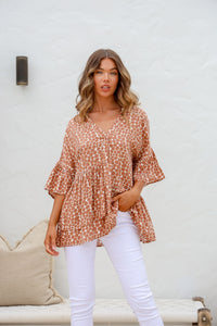 Desert Spot Ruffle Top