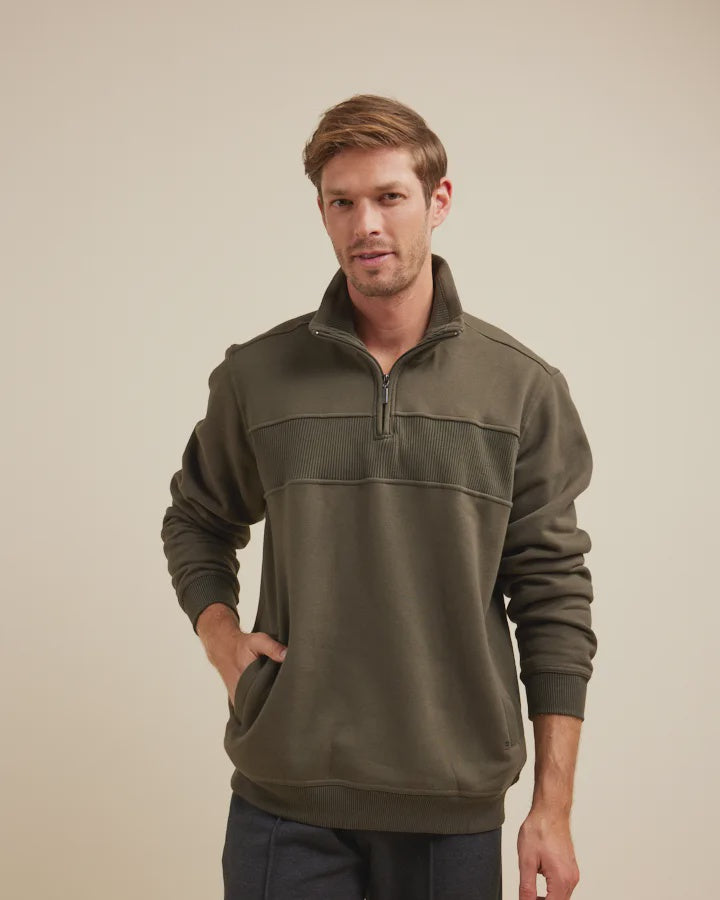 Zed Snowy Mt Fleece 1/2 Zip - Khaki