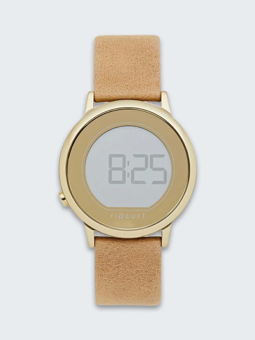 Daybreak Digital Gold Leather Watch